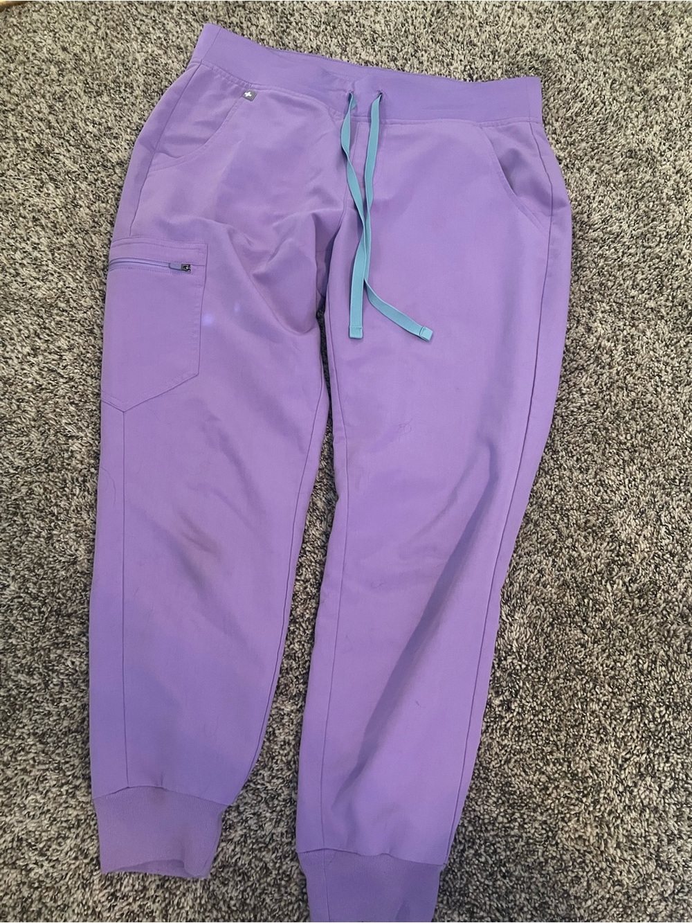 Figs Lavender Jogger Pants with Teal Drawstring